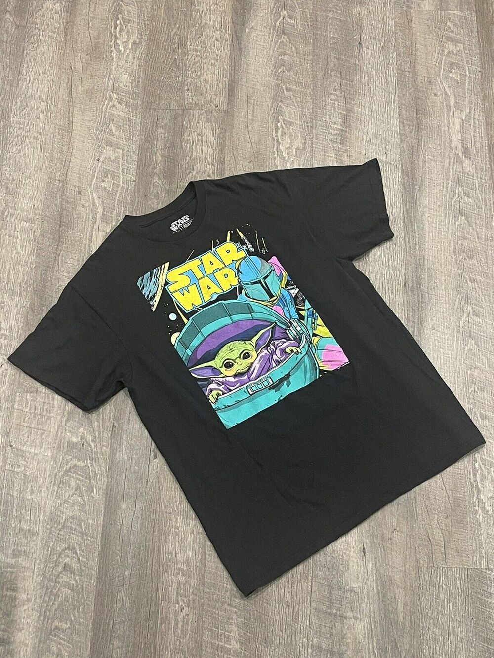 Star Wars The Mandalorian Din Djarin The Child Colorful T Shirt Sz L Baby Yoda